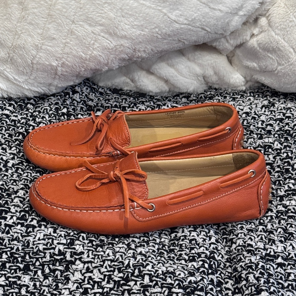 Leather Loafers Driving Moccasins Niccolo Vicari Italian Spiced Orange Slipon 7